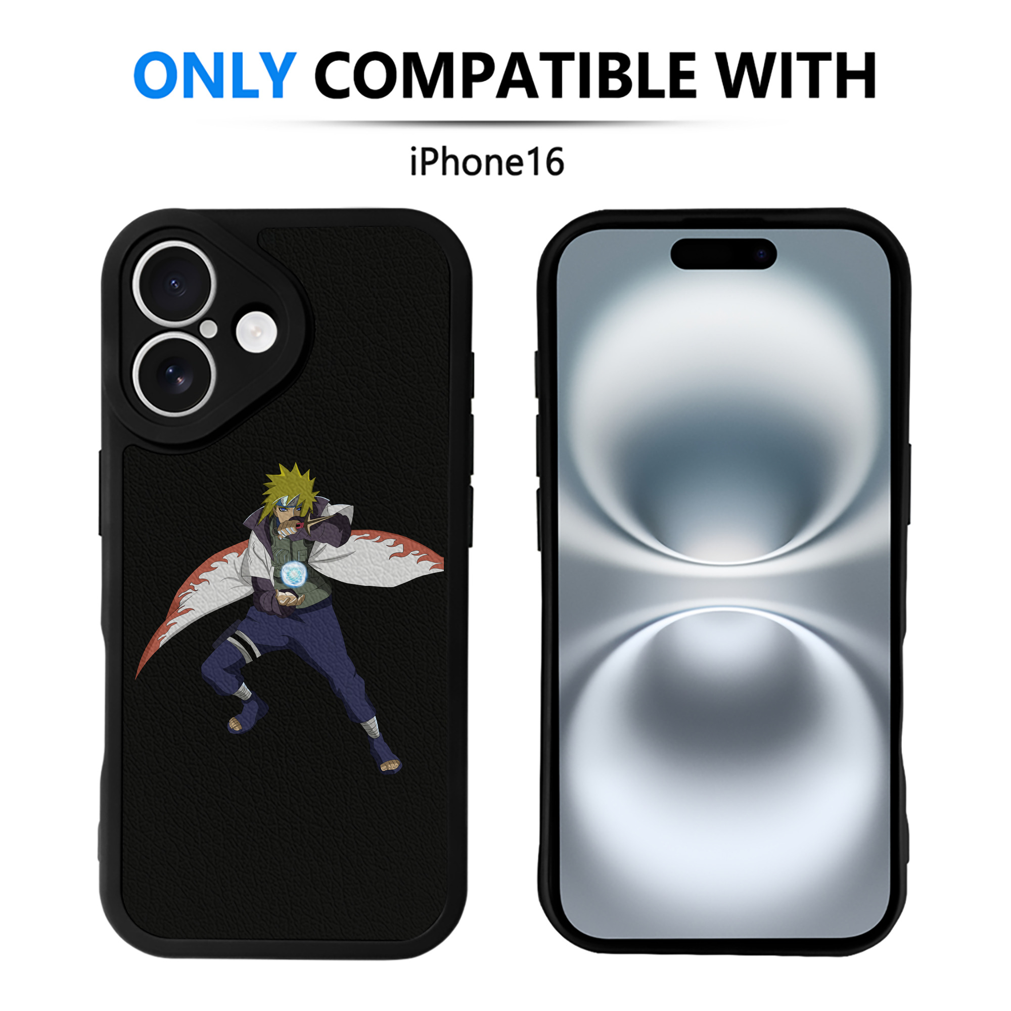 （画像用） NARUTO -ナルト- 波風 ミナト Namikaze Minato 【iPhone 16シリーズ対応】シリコンスマホケース（レザー調） 材質：シリコン